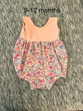 Baby Floral Bubble Romper in Blush Pink
